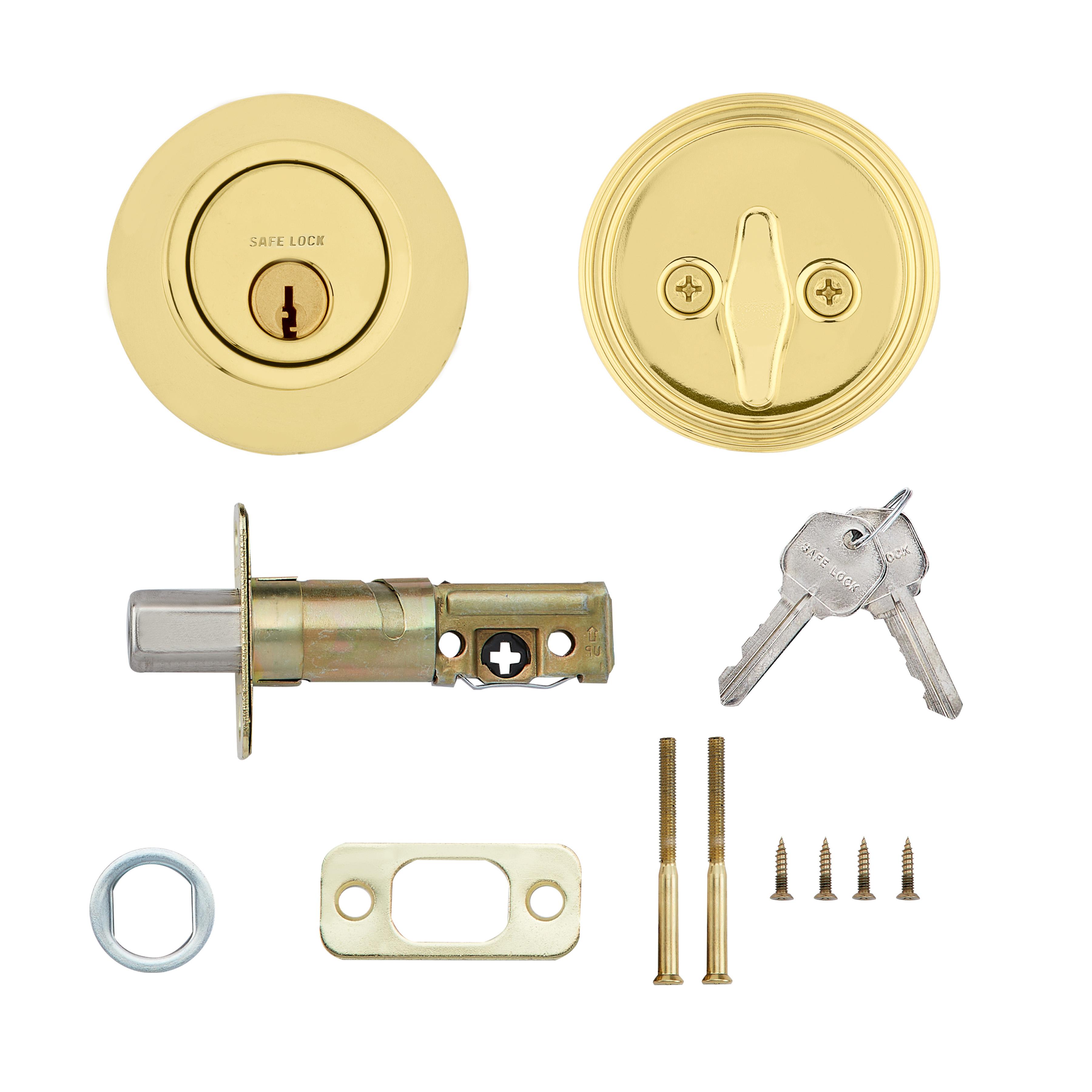 Safe Lock - Single Cylinder Deadbolt for Entry Door - Polished Brass