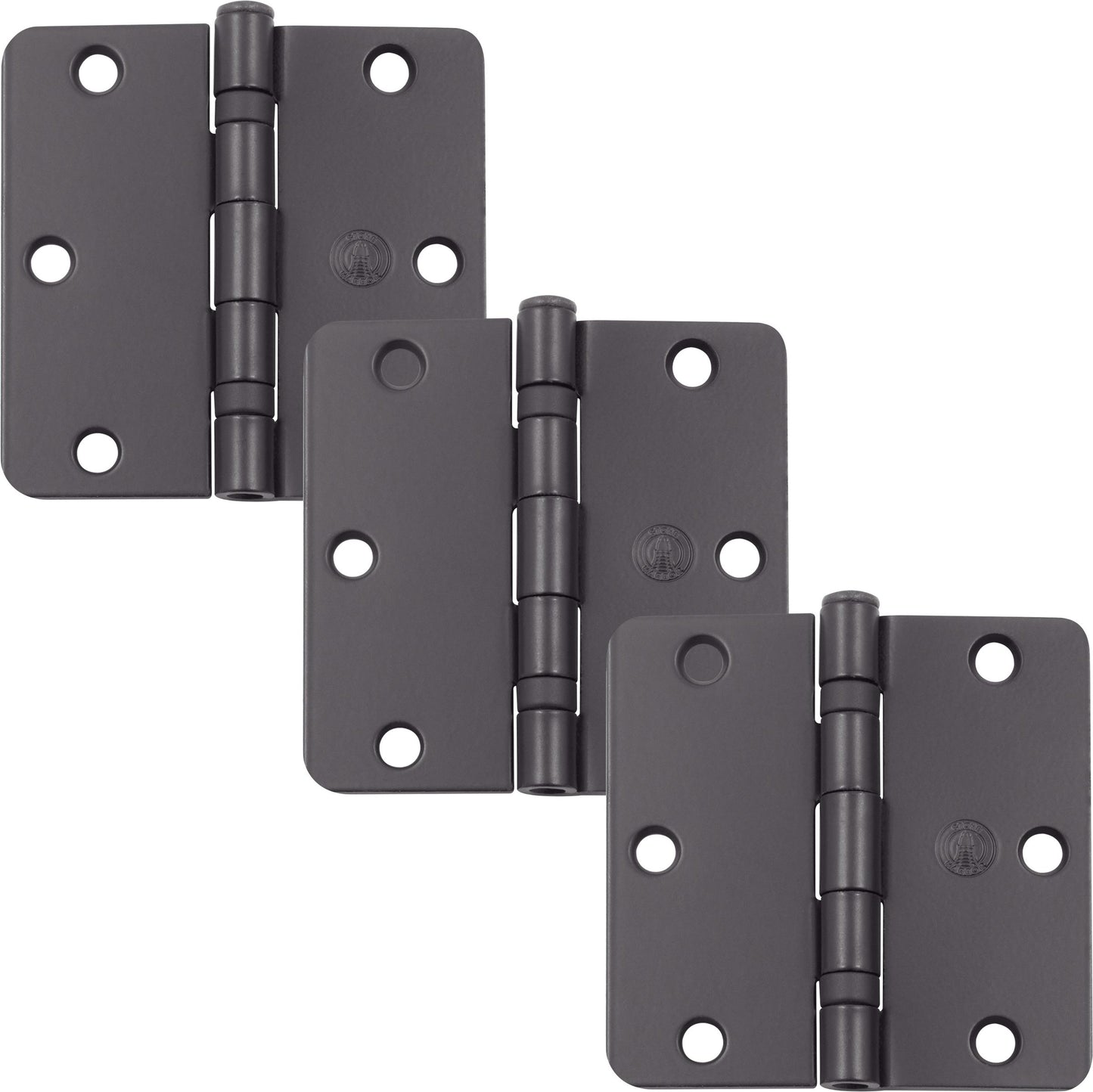 Stone Harbor Hardware 3-1/2" Ball-Bearing Door Hinges, 1/4" Radius Corner, Oil-Rubbed Bronze, 3-Pack