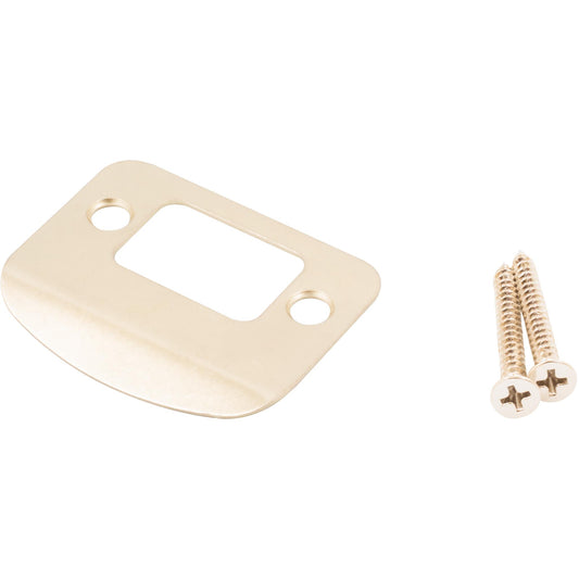 Stone Harbor Hardware Full Lip Round Corner Deadbolt Strike Plate, 2-1/4 Inches, 1-5/8" Center-to-Center, Polished Brass