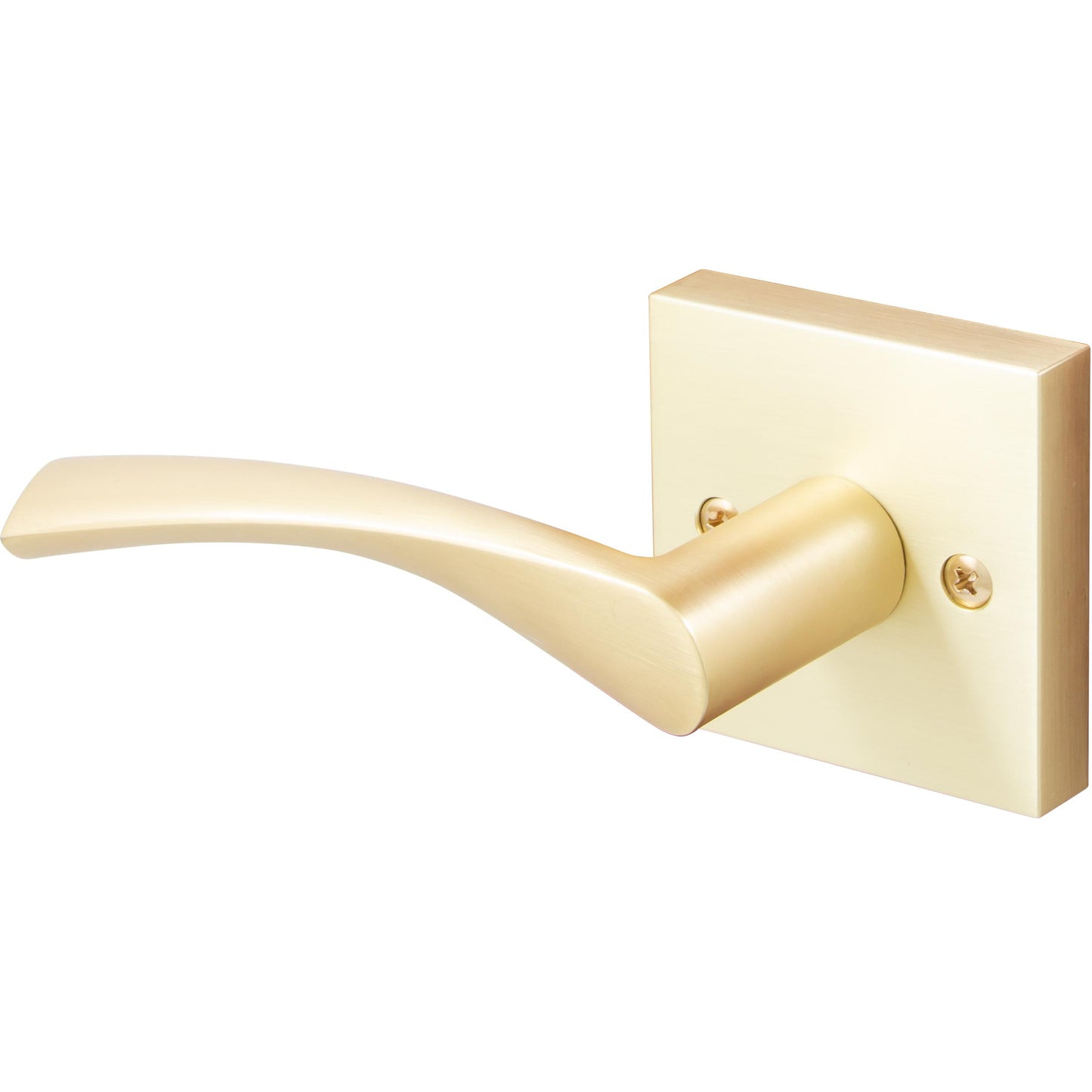 Stone Harbor Hardware Turin Door Lever with Square Rosette, Dummy (Non-Turning) Latch, Left-Handed, Satin Brass
