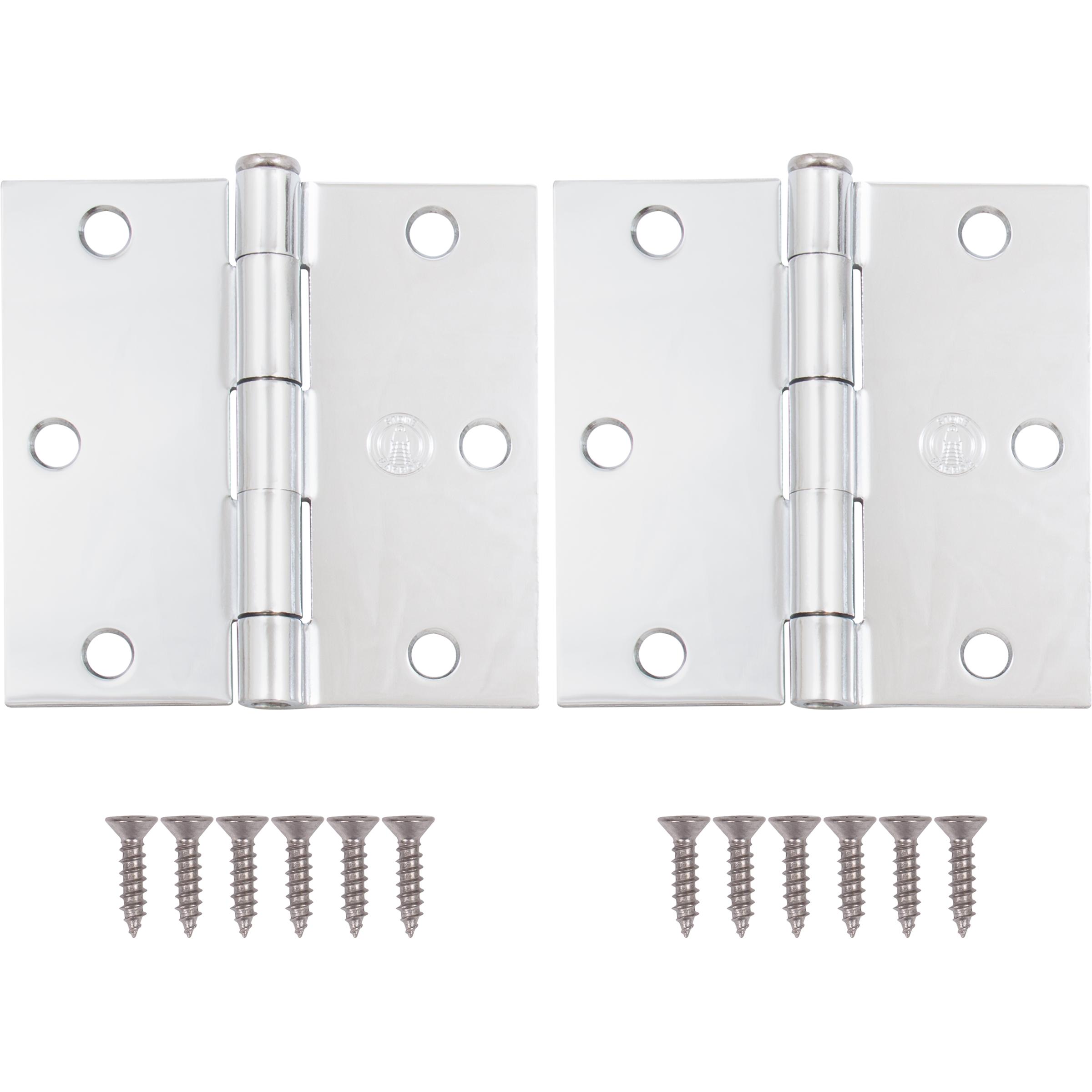 Stone Harbor Hardware 3-1/2" Door Hinges, Square Corner, Polished Chrome, 2-Pack