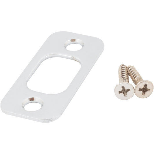 Stone Harbor Hardware Round Corner Deadbolt Strike Plate, 1" x 2-1/4", 1-5/8" Center-to-Center, Polished Chrome