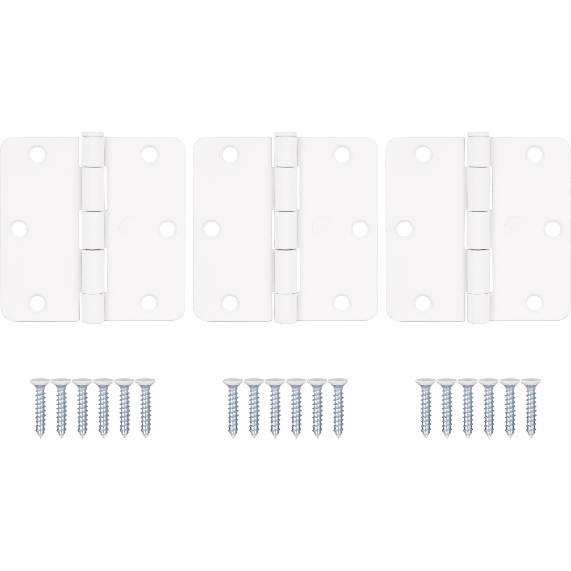 Stone Harbor Hardware 3-1/2" Door Hinges, 1/4" Radius Corner, White, 3-Pack