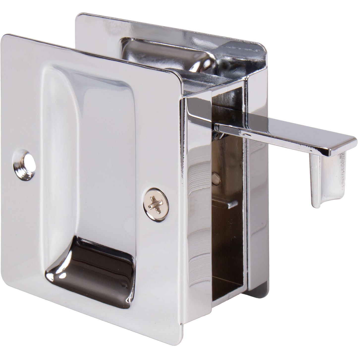 Stone Harbor Hardware Premium Square Pocket Door Lock, Passage Function, Polished Chrome
