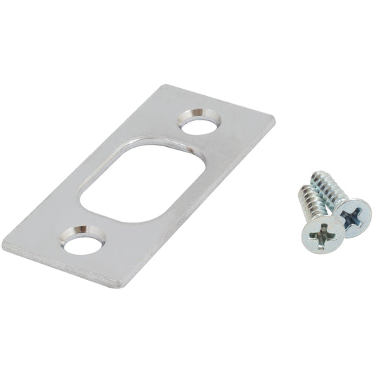 Stone Harbor Hardware Square Corner Deadbolt Strike Plate, 1" x 2-1/4", 1-5/8" Center-to-Center, Polished Chrome