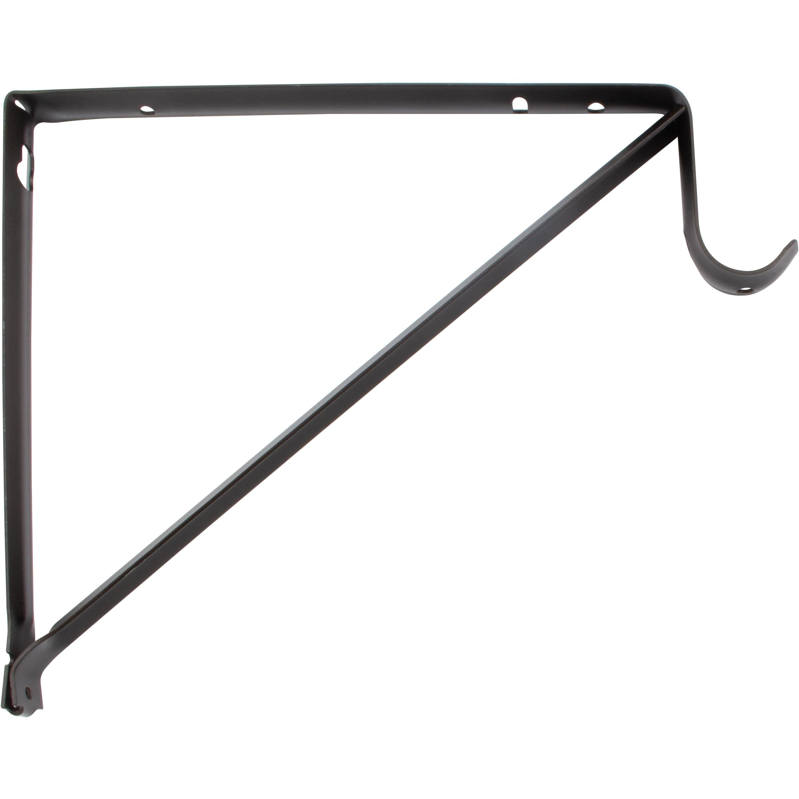 Stone Harbor Hardware Heavy-Duty Shelf and Pole Bracket, Powder Coated, 3" Drop, Dark Bronze