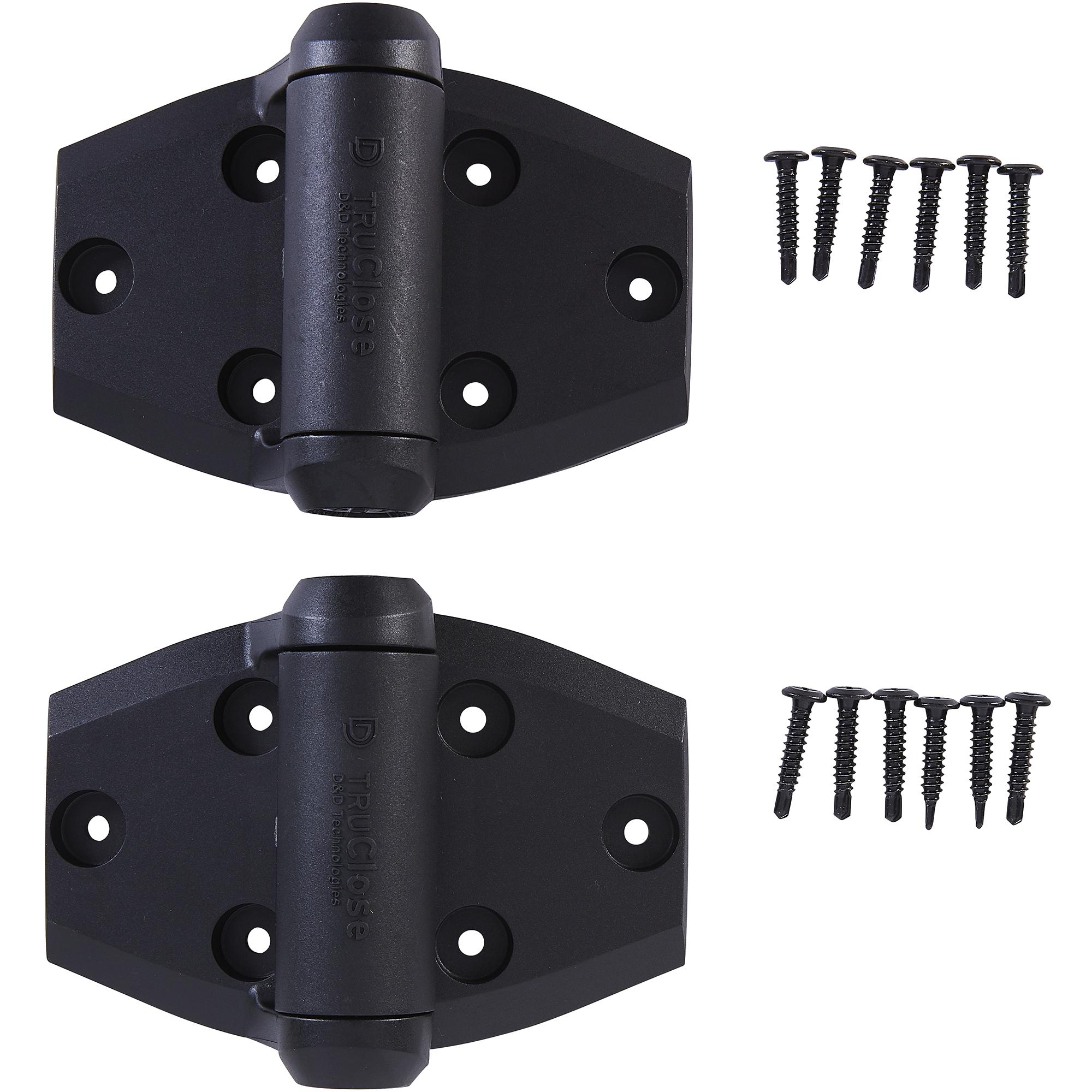 V6216 3-9/16" x 5-1/4" Tru-Close Spring Hinge Wide Design for Wood / Vinyl Gates - Black