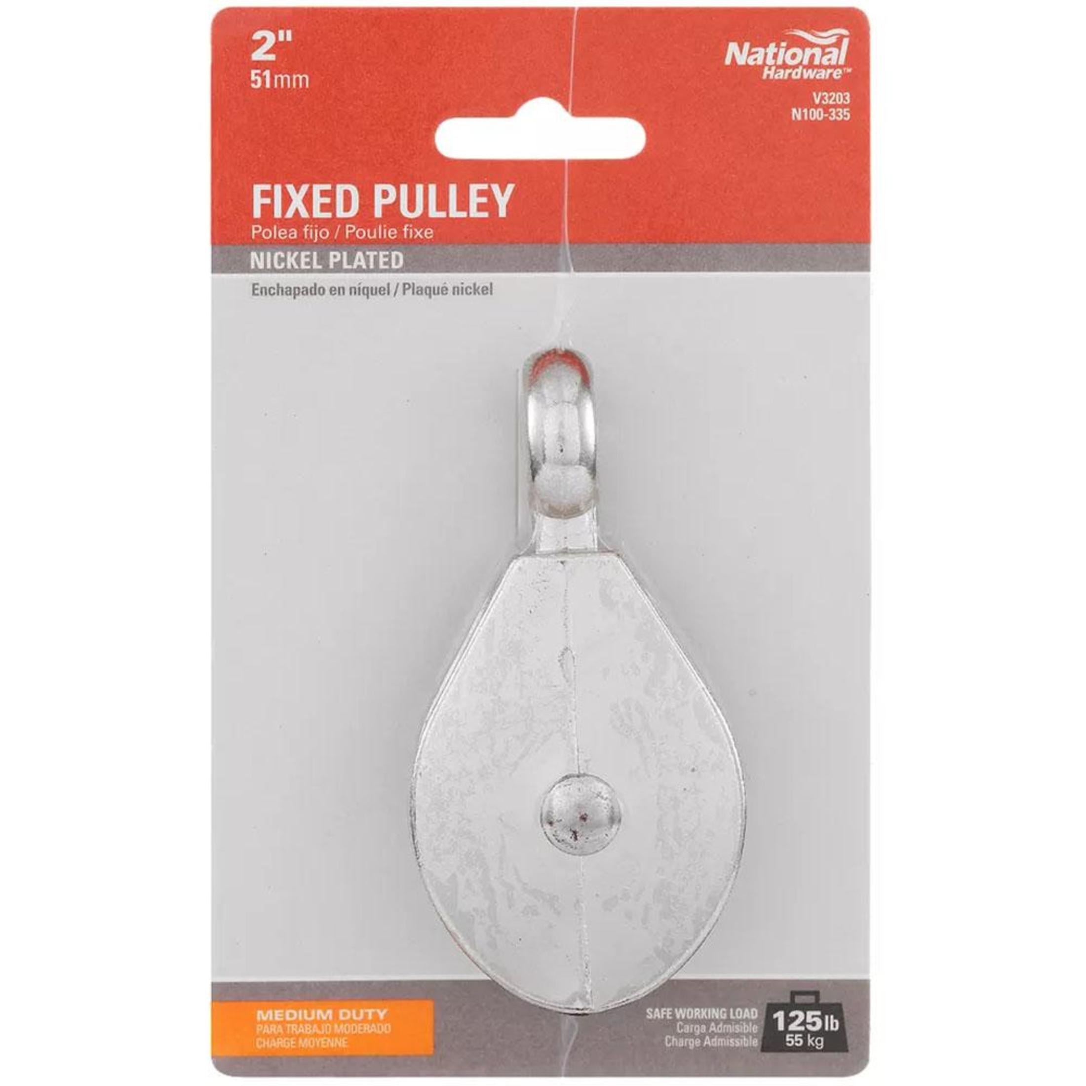 National Hardware - N100-335 V3203 2" Fixed Single Pulley in Nickel