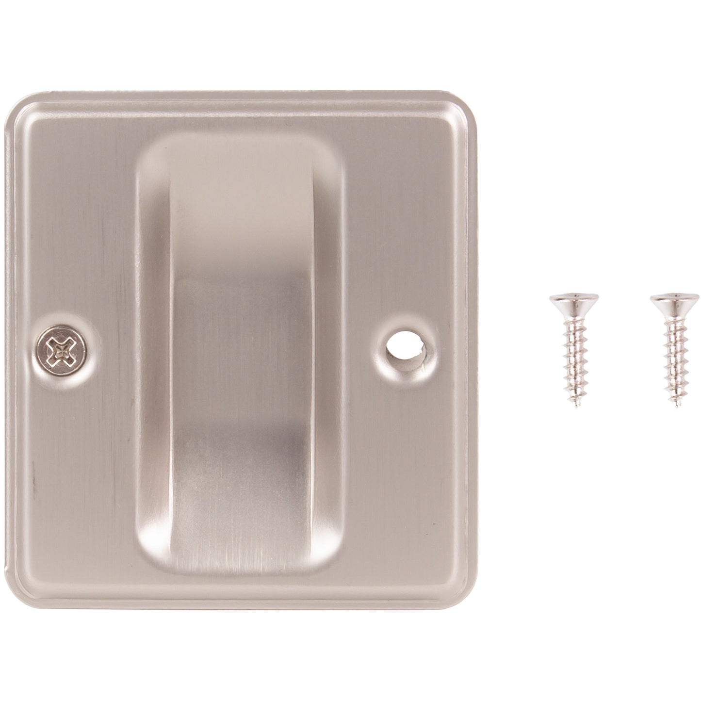 Stone Harbor Hardware Square Pocket Door Lock, Passage Function, Satin Nickel