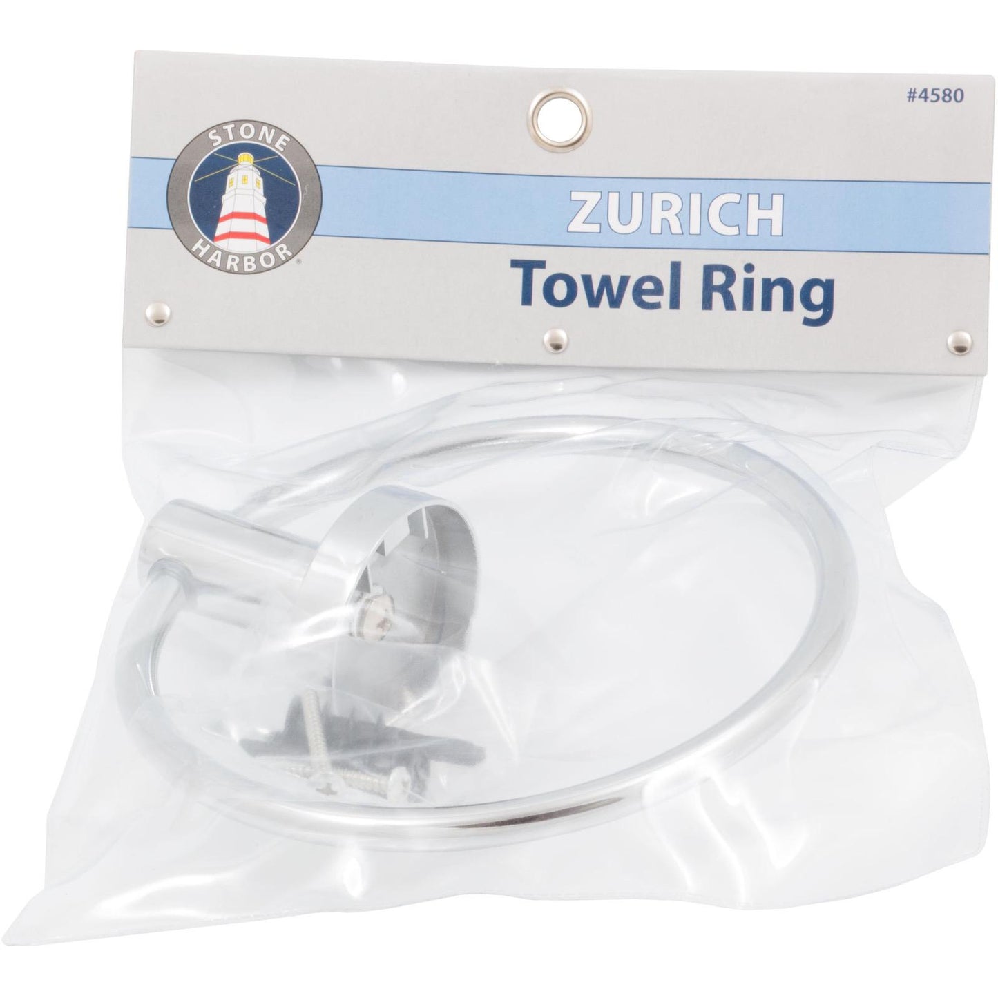 Stone Harbor Hardware Zurich Towel Ring, Polished Chrome