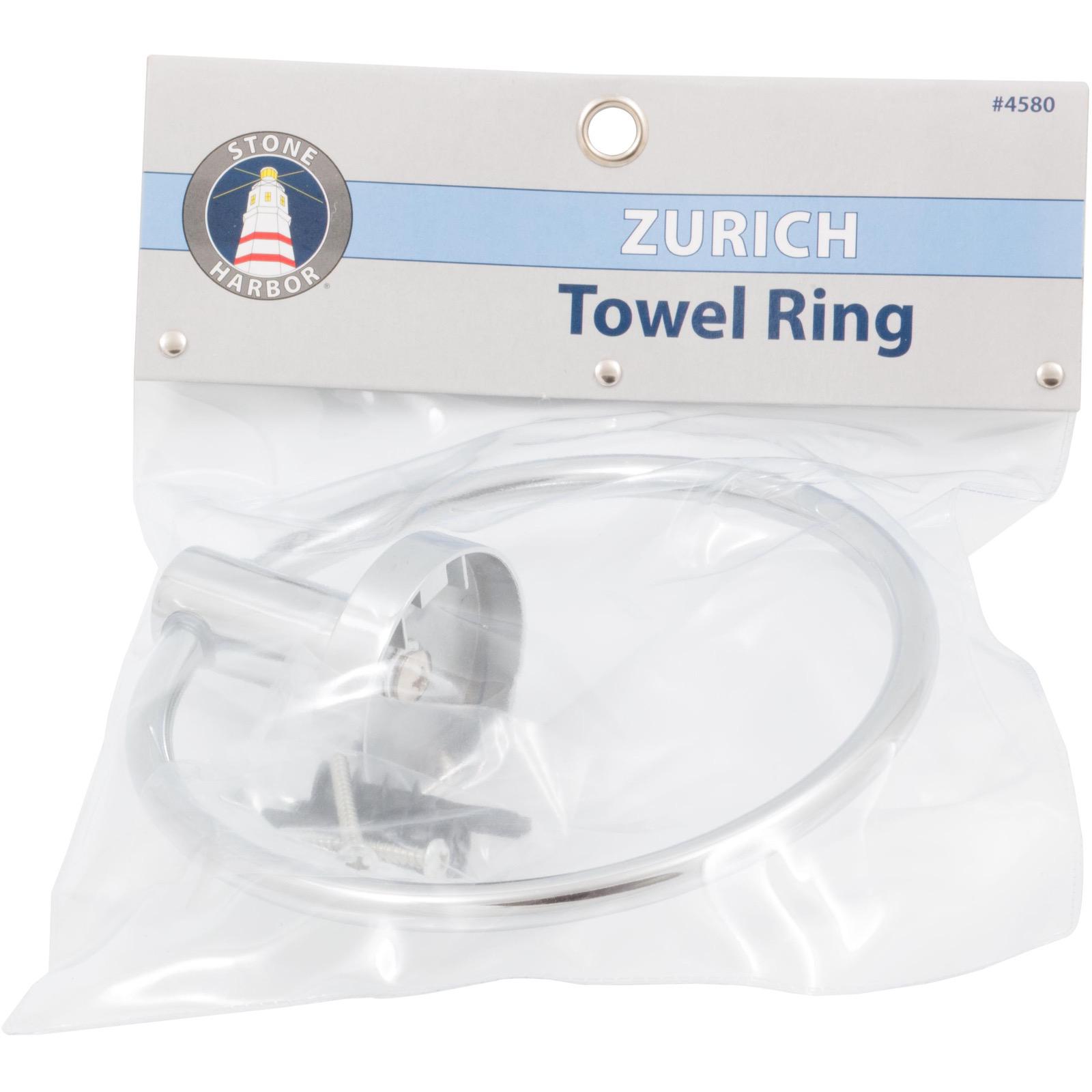 Stone Harbor Hardware Zurich Towel Ring, Polished Chrome