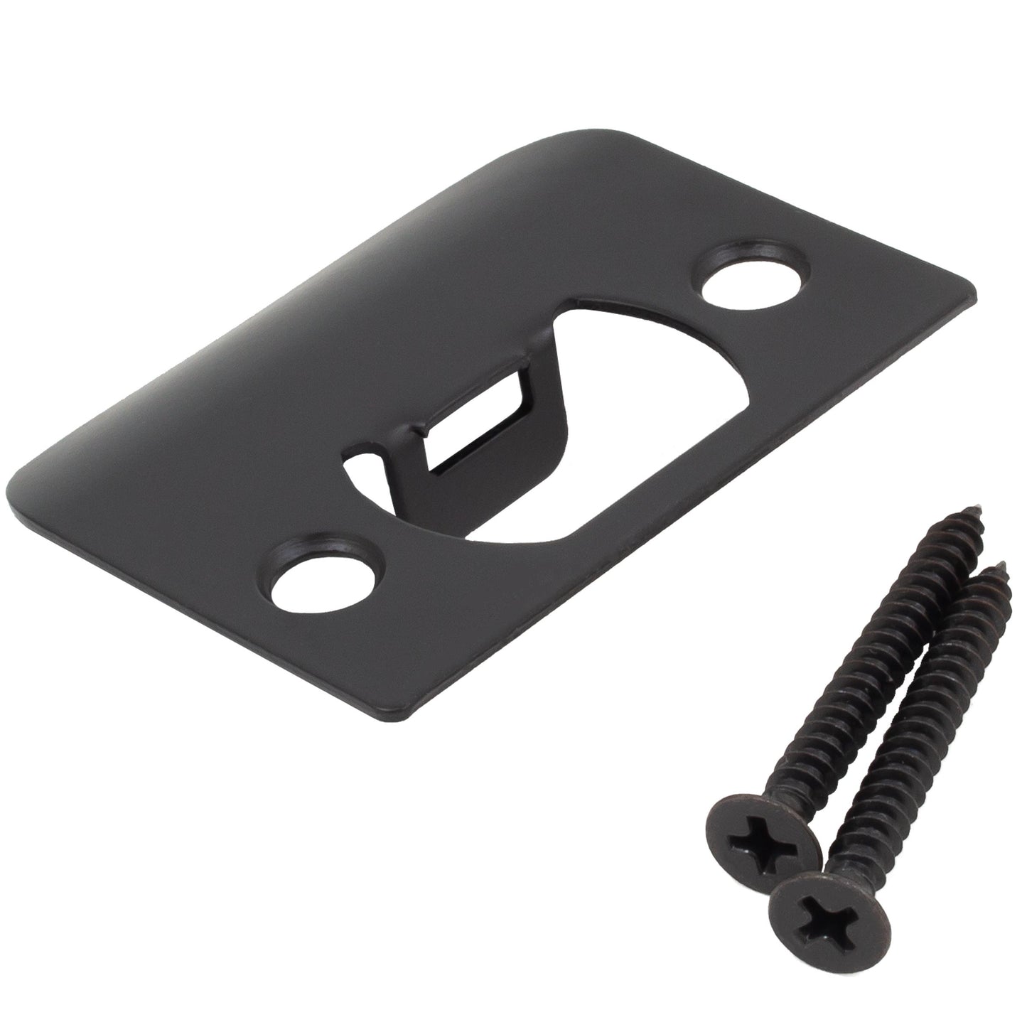 Stone Harbor Hardware Full Lip Square Corner Strike Plate, 2-1/4 Inches, 1-5/8" Center-to-Center, Matte Black