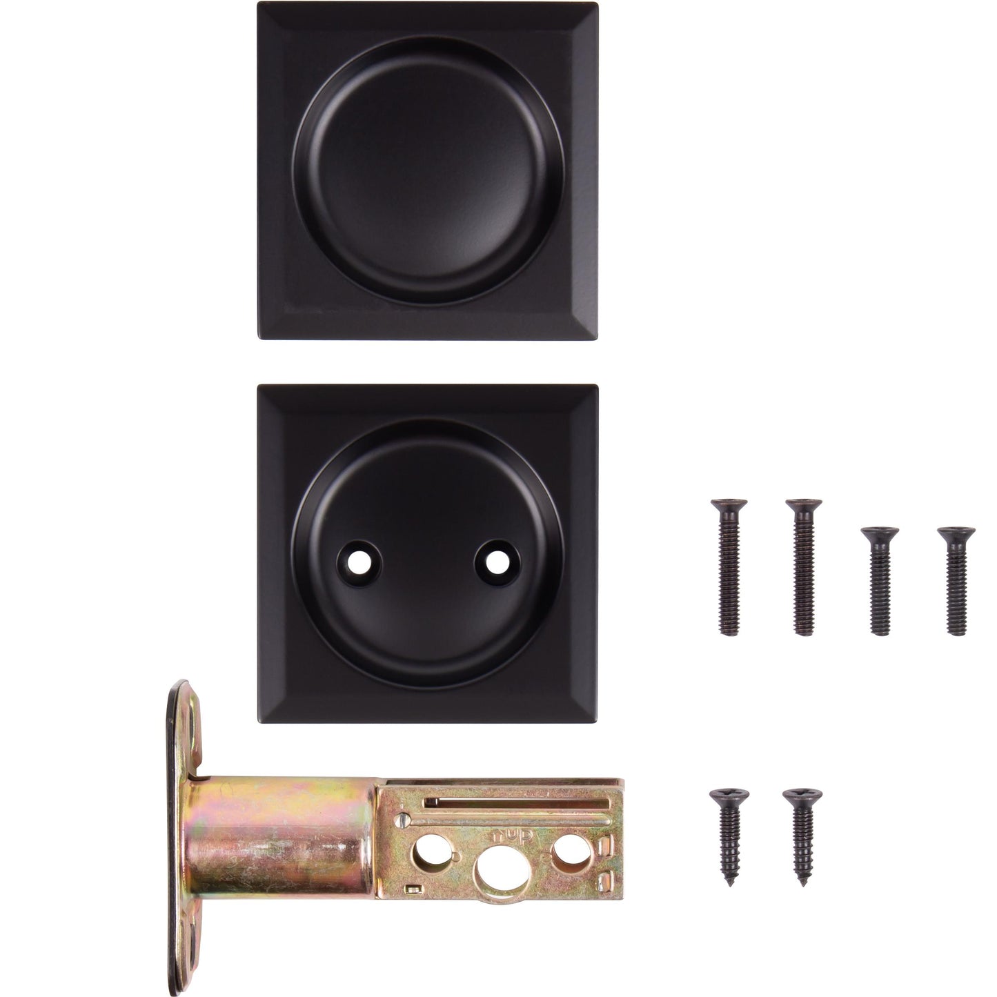 Stone Harbor Hardware Contemporary Square Pocket Door Lock, Passage Function, 2-3/8" Backset, Matte Black