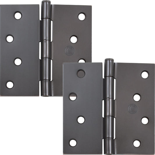 Stone Harbor Hardware 4" Door Hinges, Square Corner, Vintage Bronze, 2-Pack