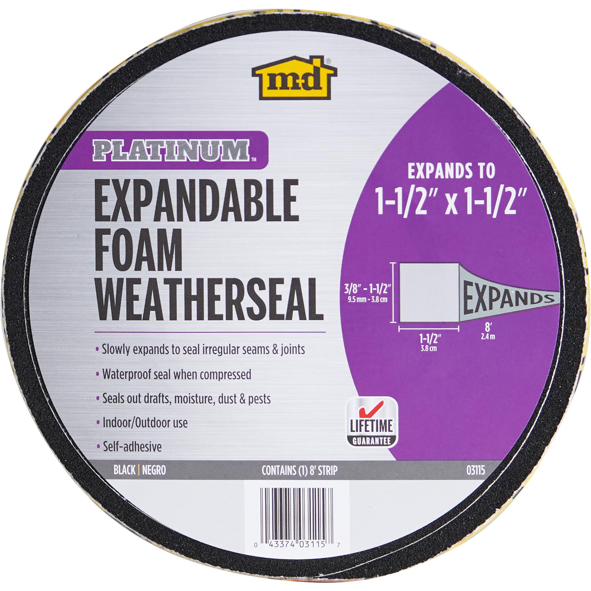 03115 - PLATINUM Expandable Foam Weather seal, 8" x 1-1/2" x 1-1/2", Black