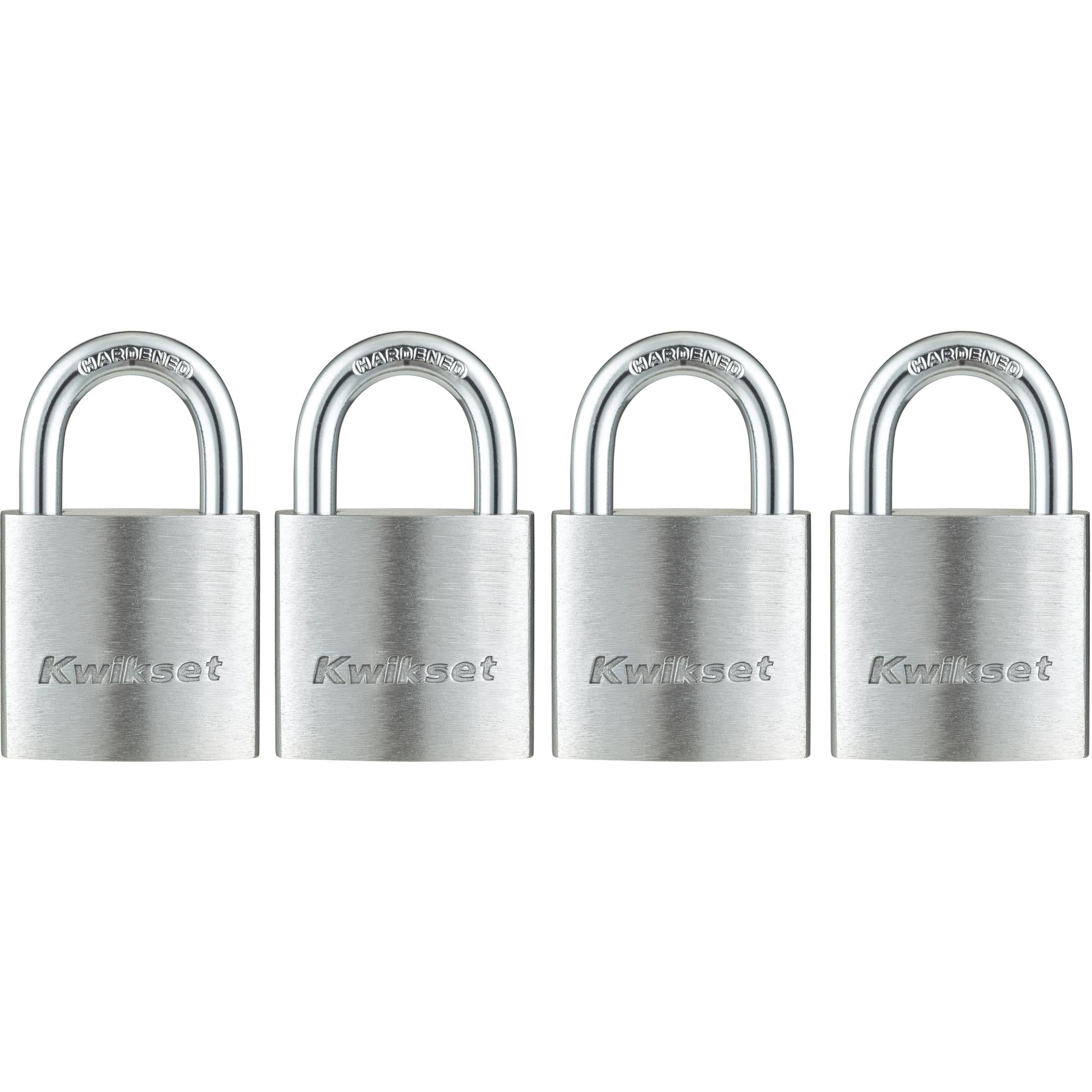 Kwikset 1-1/4" Aluminum Padlock KA with 5/8" Shackle, 4-Pack