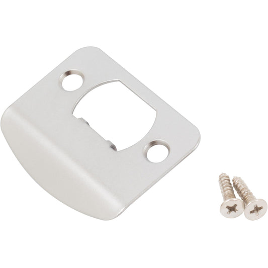 Stone Harbor Hardware Full Lip 1/4" Round Corner Strike Plate, 2-1/4 Inches, 1-5/8" Center-to-Center, Satin Nickel