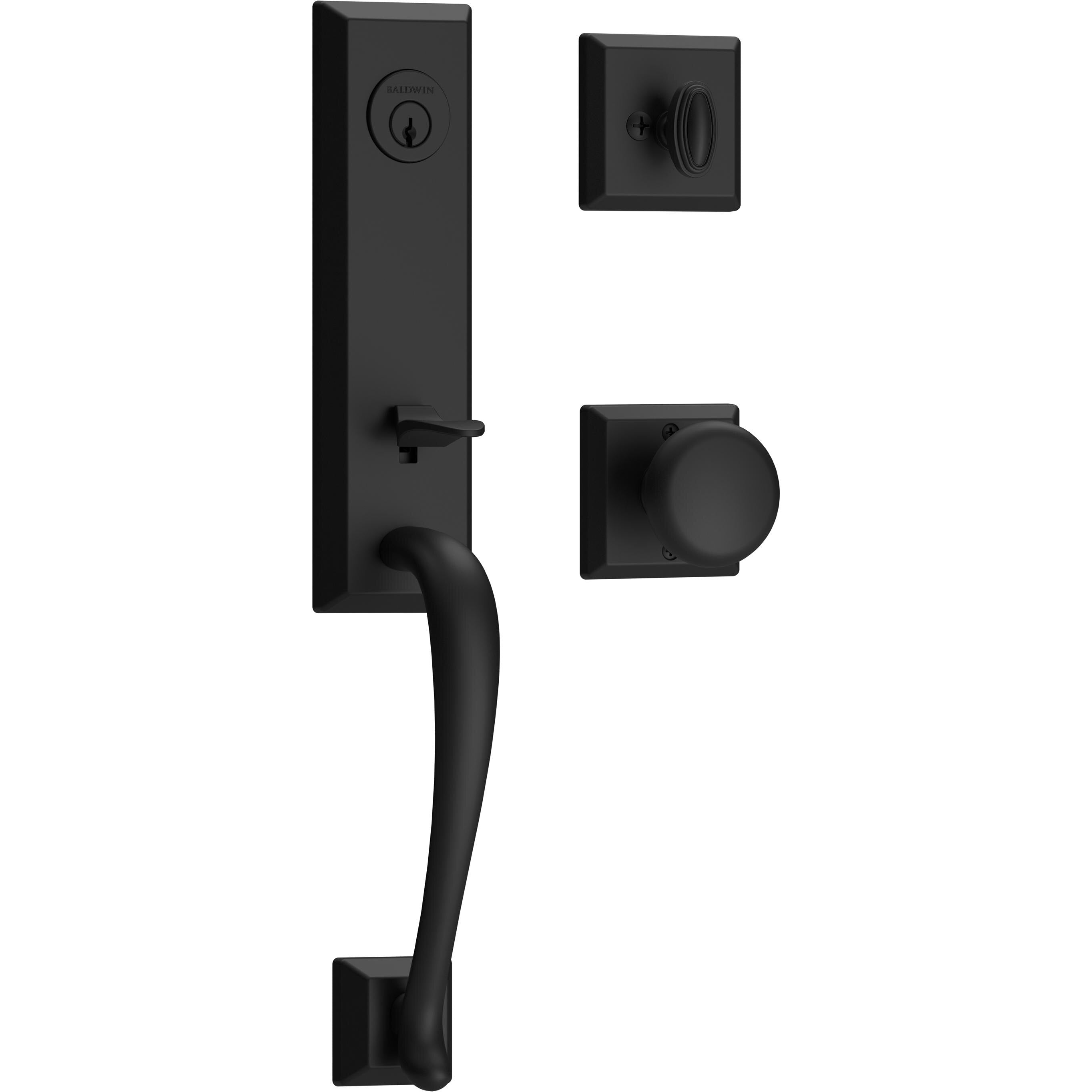 Del Mar Emergency Egress Handleset with Round Knob - Satin Black