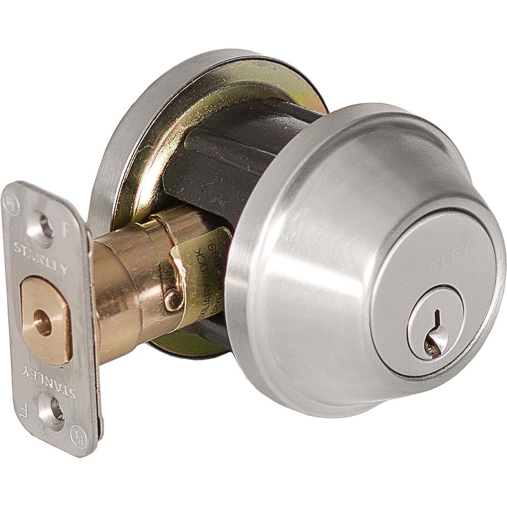 Stanley Commercial Hardware Commercial Single Cylinder Auxiliary Deadbolt from The QDB200 Collection, 6-Pin, Satin Chrome