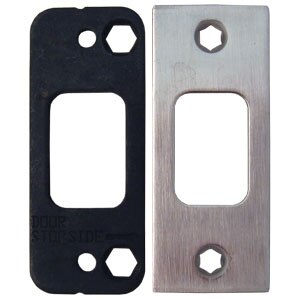 8Q00164 619/626 2-3/4" x 1-1/8" Deadbolt Strike and Reinforcer for QDB series - Satin Nickel / Satin Chrome