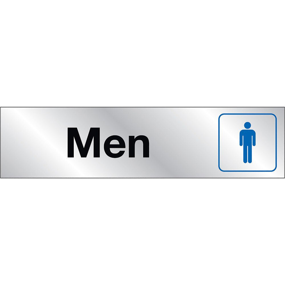 Hy-Ko 415 8" x 2" Aluminum Men Sign - Satin Aluminum