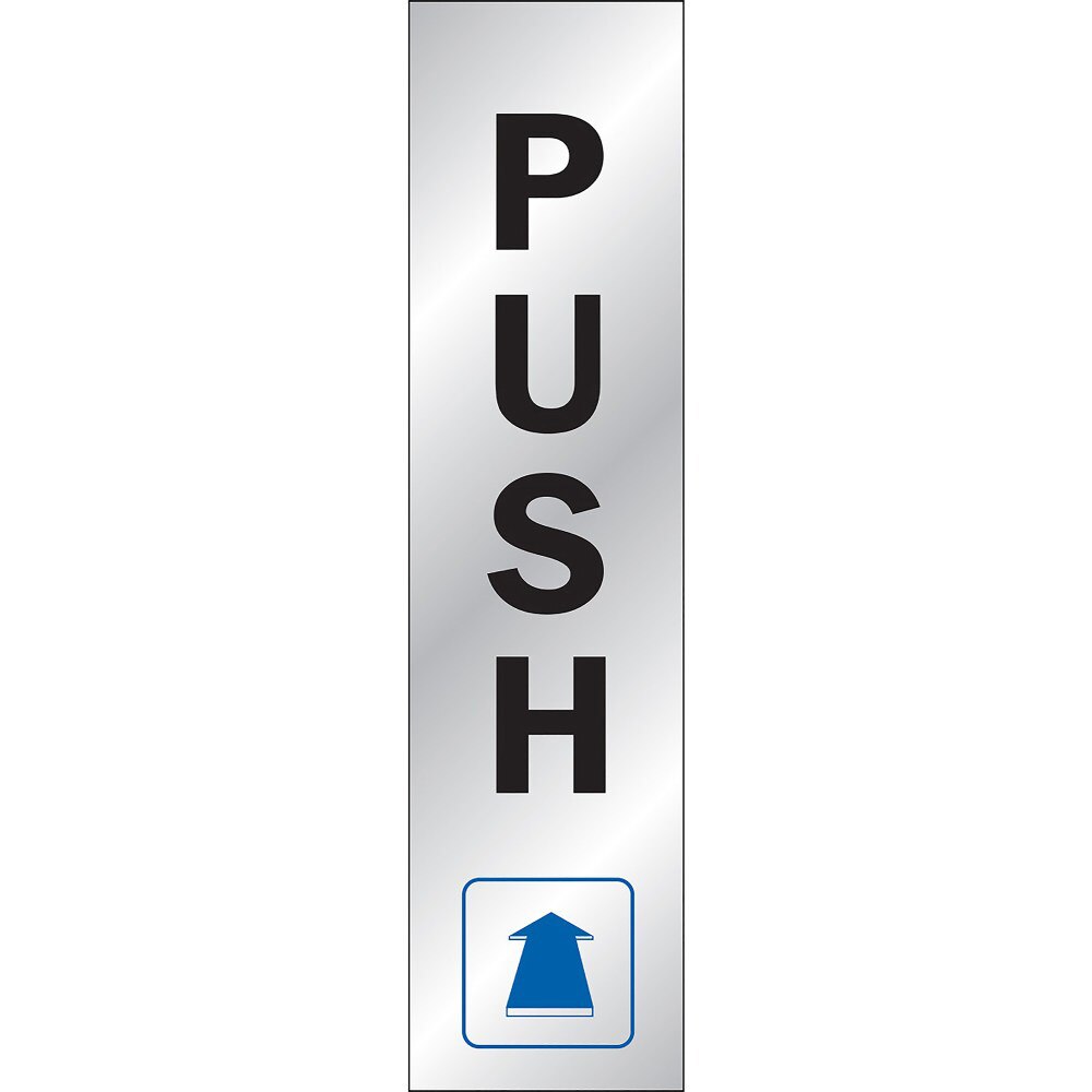 Hy-Ko 435 8" x 2" Aluminum Push Sign - Satin Aluminum