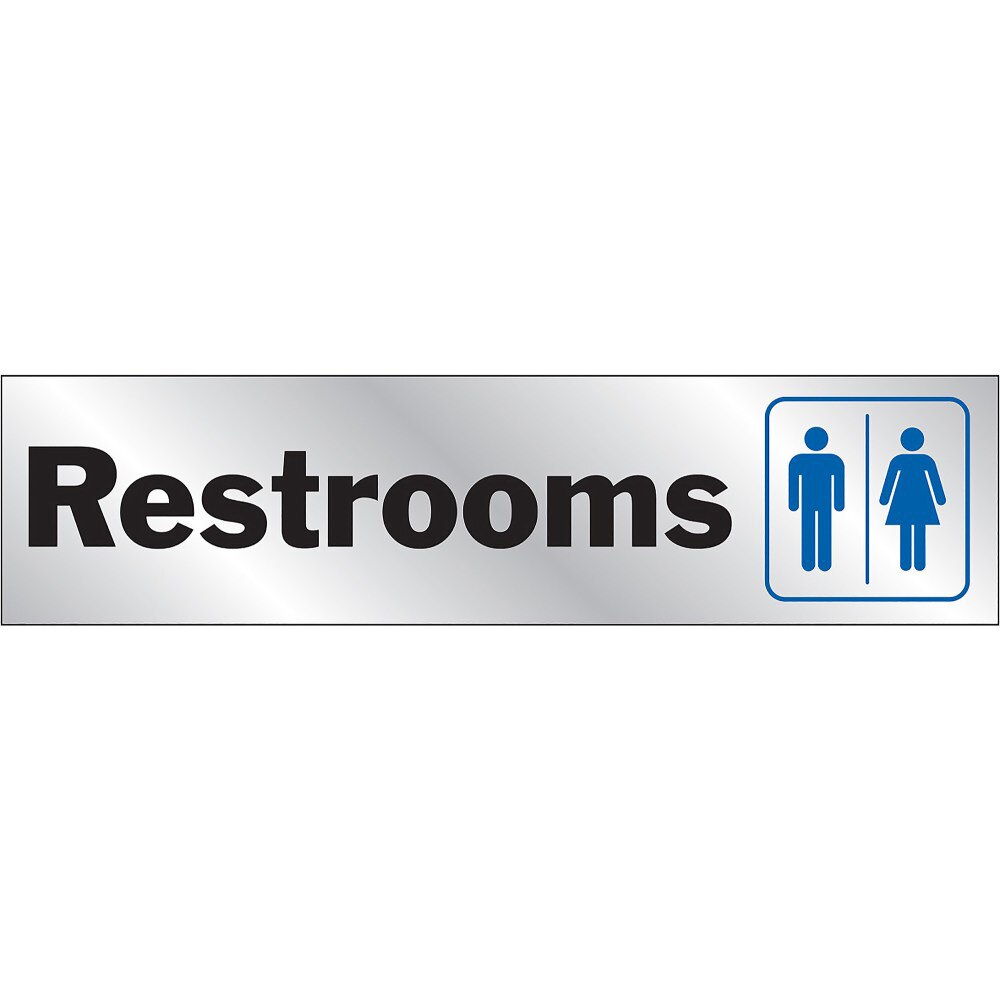 Hy-Ko 437 8" x 2" Aluminum Restrooms Sign - Satin Aluminum