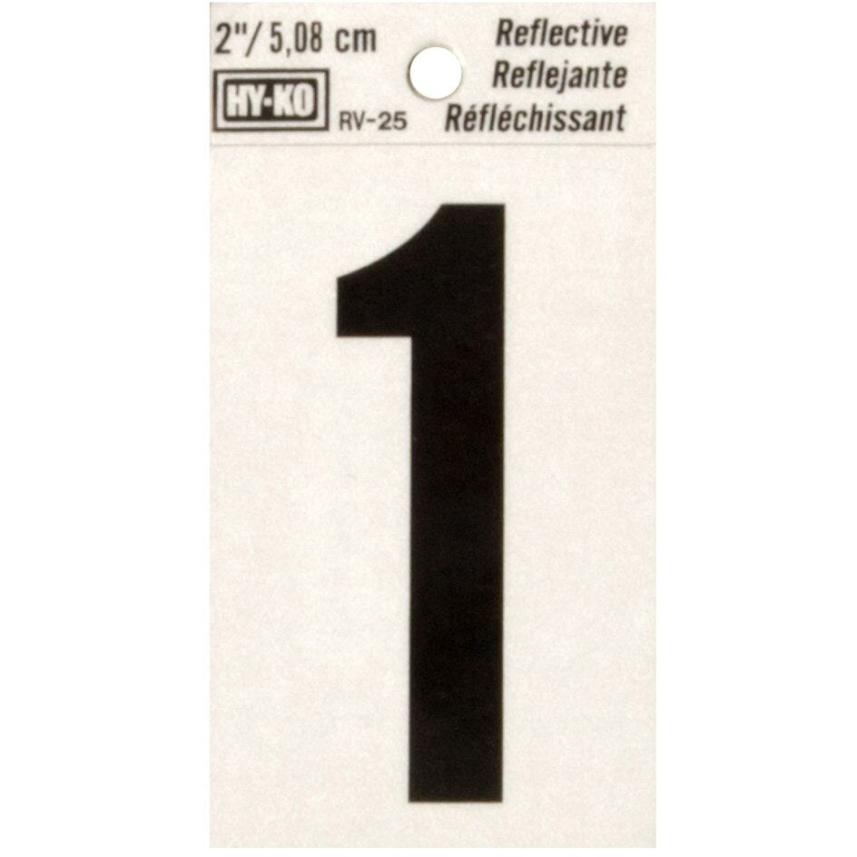 RV-25 1-1/2" x 3" Self-Adhesive Reflective Vinyl Number Sign, Black