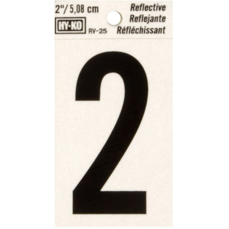 RV-25 1-1/2" x 3" Self-Adhesive Reflective Vinyl Number Sign, Black