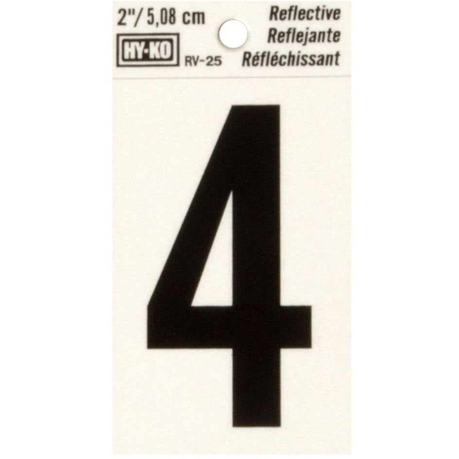 RV-25 1-1/2" x 3" Self-Adhesive Reflective Vinyl Number Sign, Black