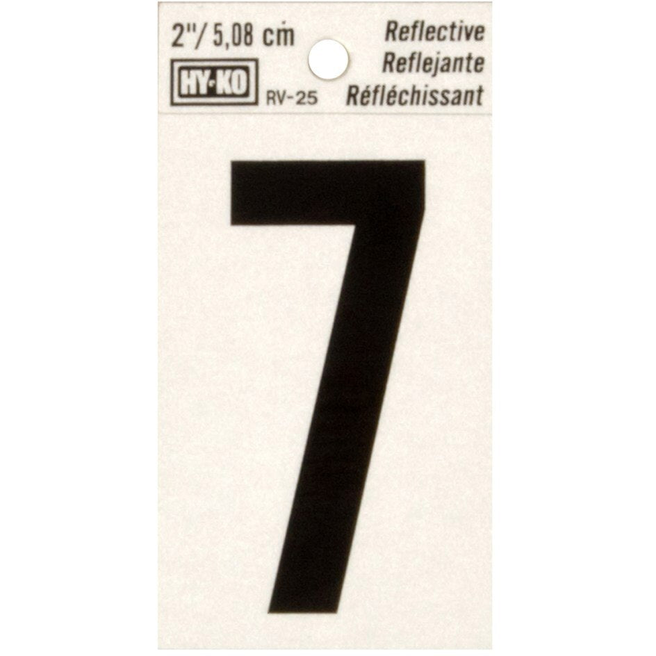 RV-25 1-1/2" x 3" Self-Adhesive Reflective Vinyl Number Sign, Black