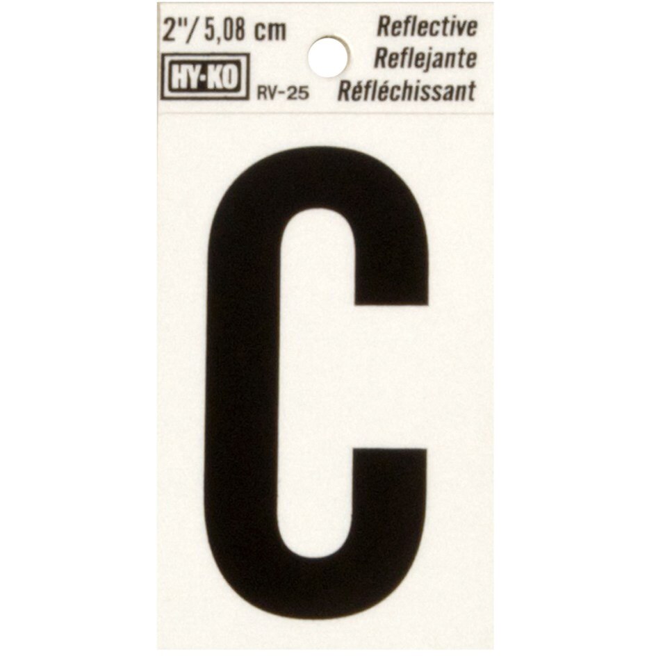 RV-25 1-1/2" x 3" Self-Adhesive Reflective Vinyl Letter Sign, Black