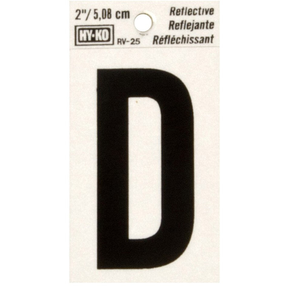 RV-25 1-1/2" x 3" Self-Adhesive Reflective Vinyl Letter Sign, Black