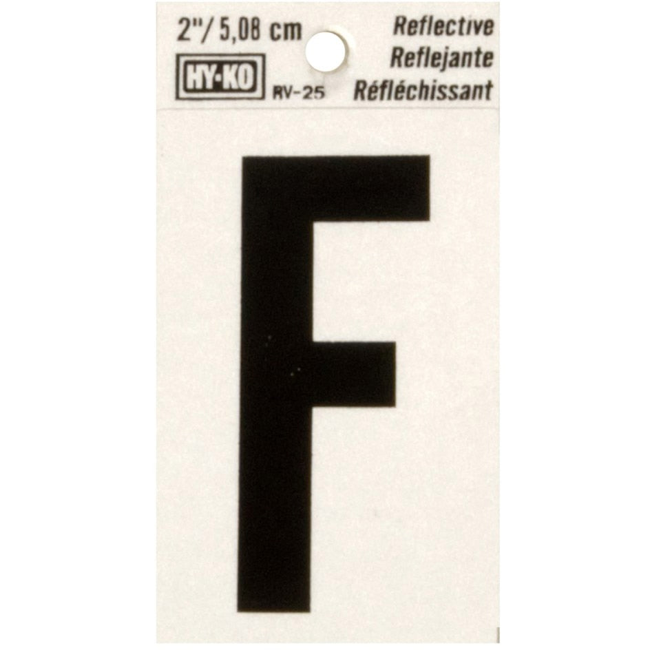 RV-25 1-1/2" x 3" Self-Adhesive Reflective Vinyl Letter Sign, Black