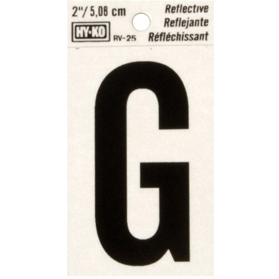RV-25 1-1/2" x 3" Self-Adhesive Reflective Vinyl Letter Sign, Black
