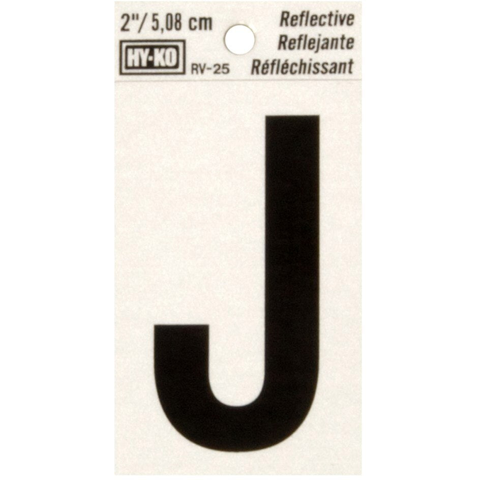 RV-25 1-1/2" x 3" Self-Adhesive Reflective Vinyl Letter Sign, Black