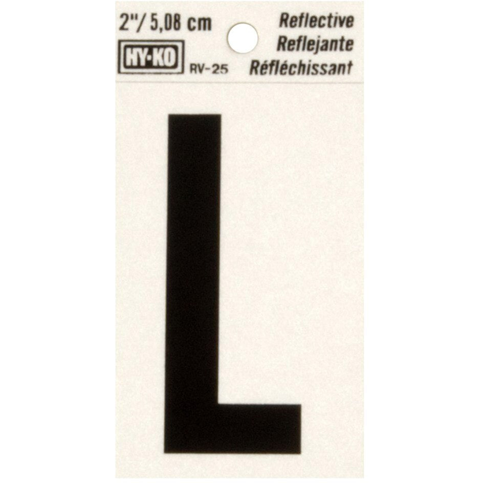 RV-25 1-1/2" x 3" Self-Adhesive Reflective Vinyl Letter Sign, Black