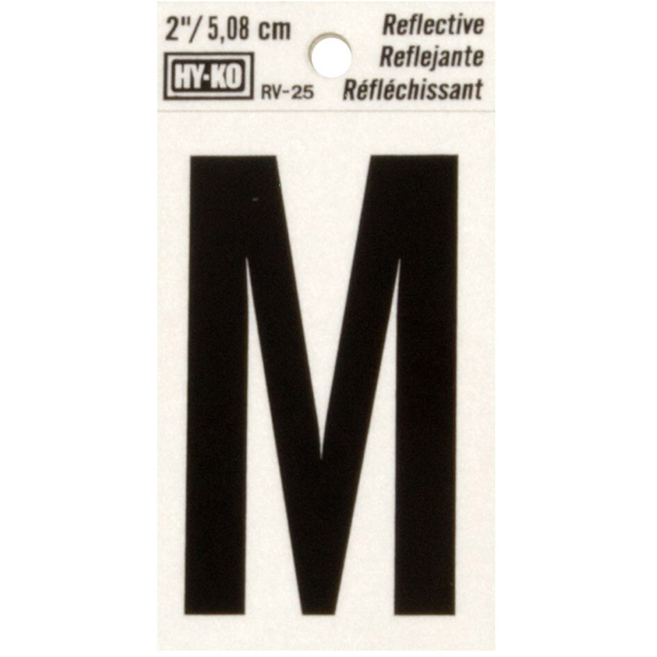 RV-25 1-1/2" x 3" Self-Adhesive Reflective Vinyl Letter Sign, Black