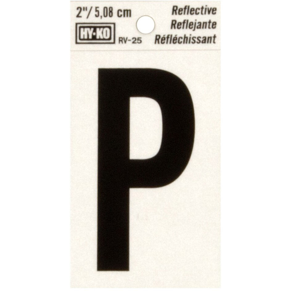 RV-25 1-1/2" x 3" Self-Adhesive Reflective Vinyl Letter Sign, Black