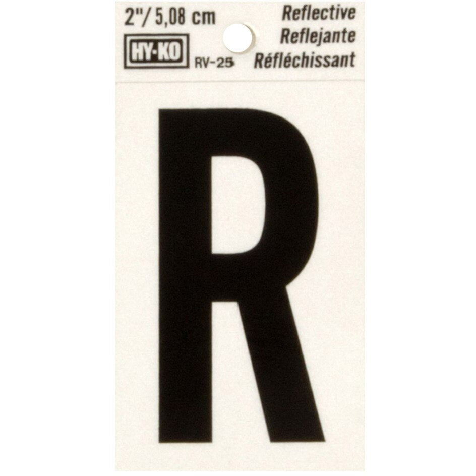 RV-25 1-1/2" x 3" Self-Adhesive Reflective Vinyl Letter Sign, Black