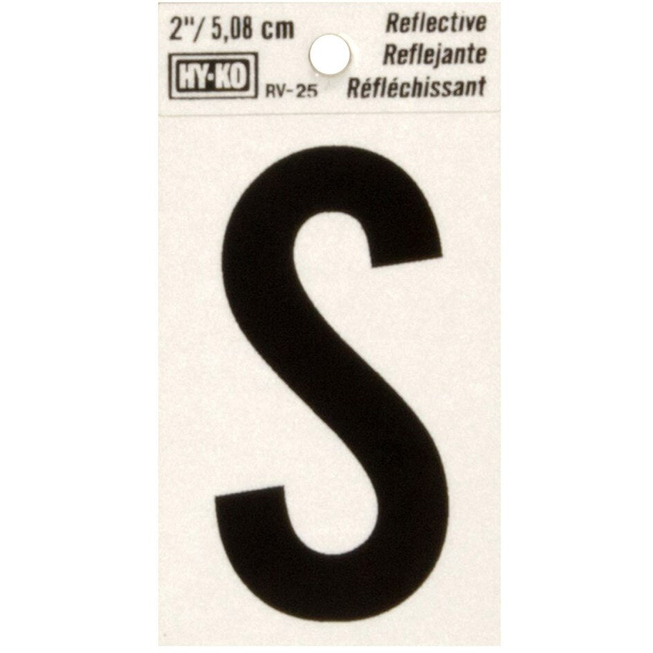 RV-25 1-1/2" x 3" Self-Adhesive Reflective Vinyl Letter Sign, Black
