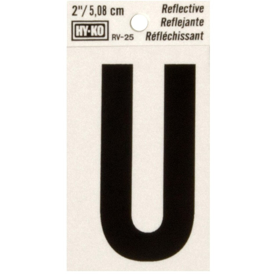 RV-25 1-1/2" x 3" Self-Adhesive Reflective Vinyl Letter Sign, Black