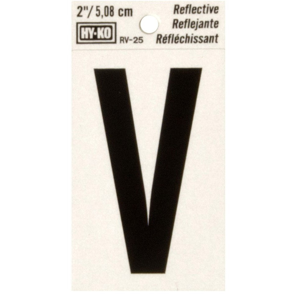 RV-25 1-1/2" x 3" Self-Adhesive Reflective Vinyl Letter Sign, Black