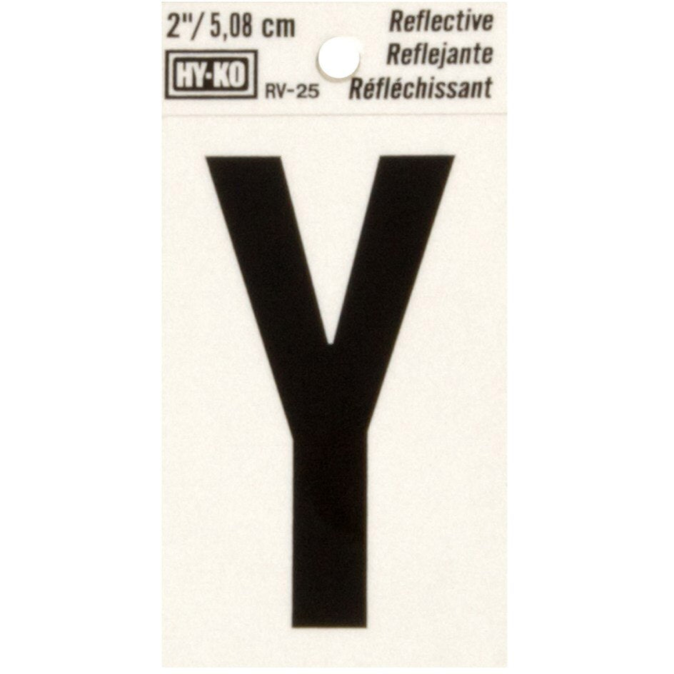 RV-25 1-1/2" x 3" Self-Adhesive Reflective Vinyl Letter Sign, Black
