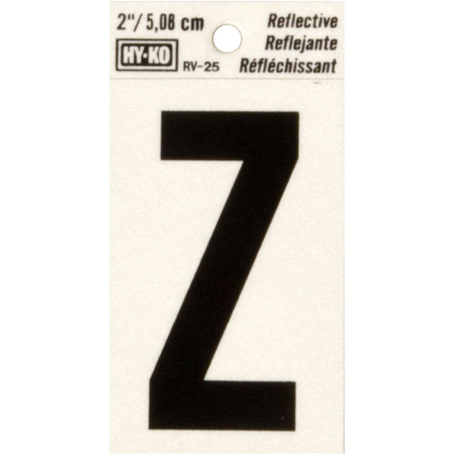 RV-25 1-1/2" x 3" Self-Adhesive Reflective Vinyl Letter Sign, Black