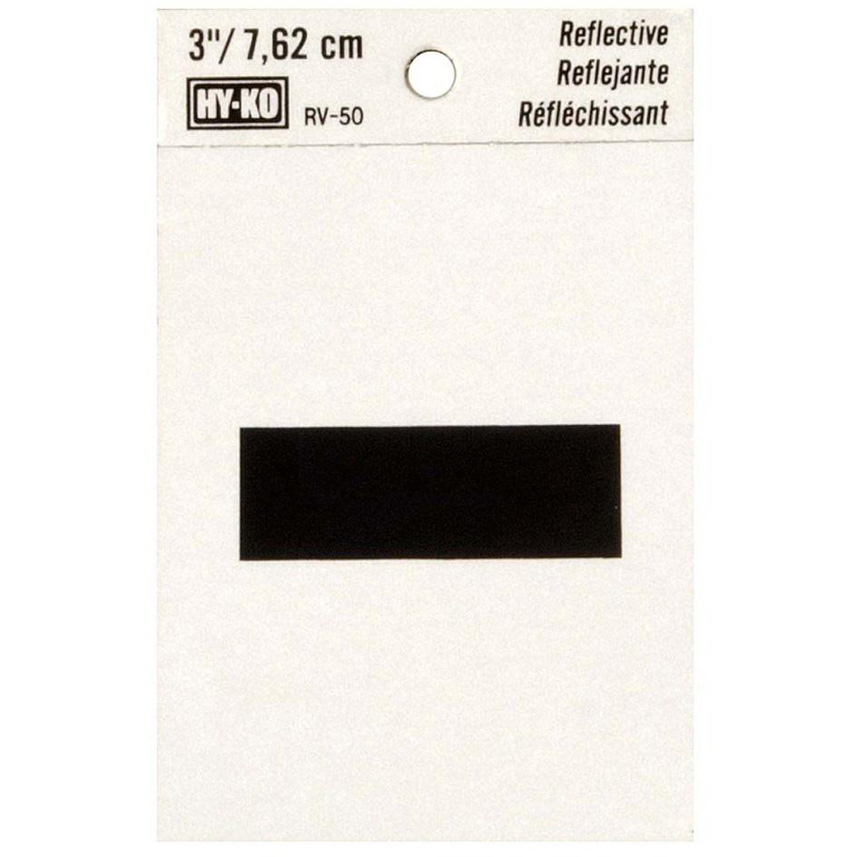 Hy-Ko RV-50/- 2-1/2" X 4" Self-Adhesive Reflective Vinyl Dash"-" Sign, Black