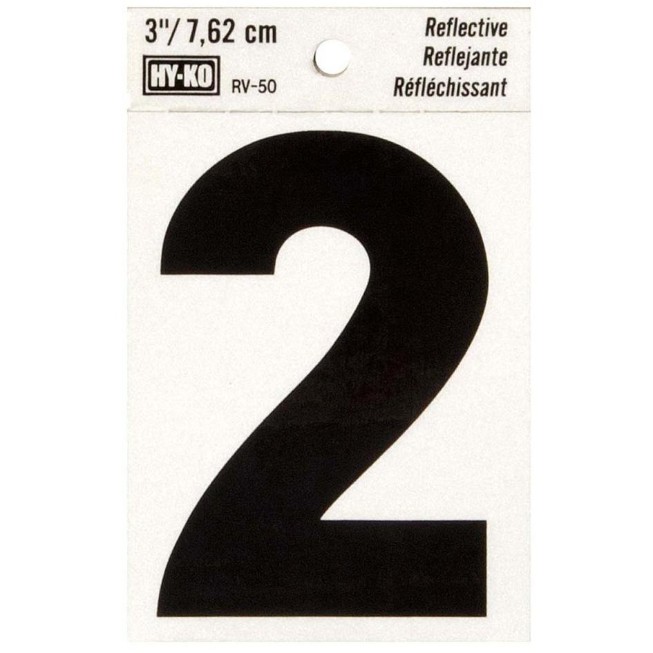 RV-50 2-1/2" x 4" Self-Adhesive Reflective Vinyl Number Sign, Black