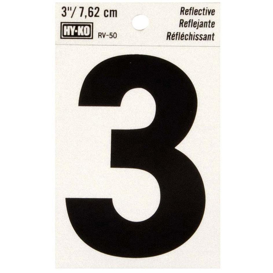 RV-50 2-1/2" x 4" Self-Adhesive Reflective Vinyl Number Sign, Black