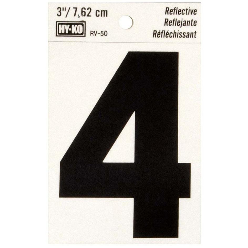 RV-50 2-1/2" x 4" Self-Adhesive Reflective Vinyl Number Sign, Black