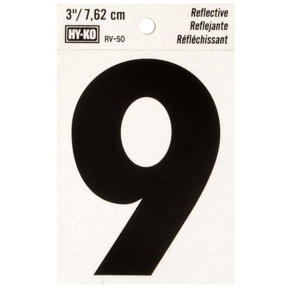 RV-50 2-1/2" x 4" Self-Adhesive Reflective Vinyl Number Sign, Black